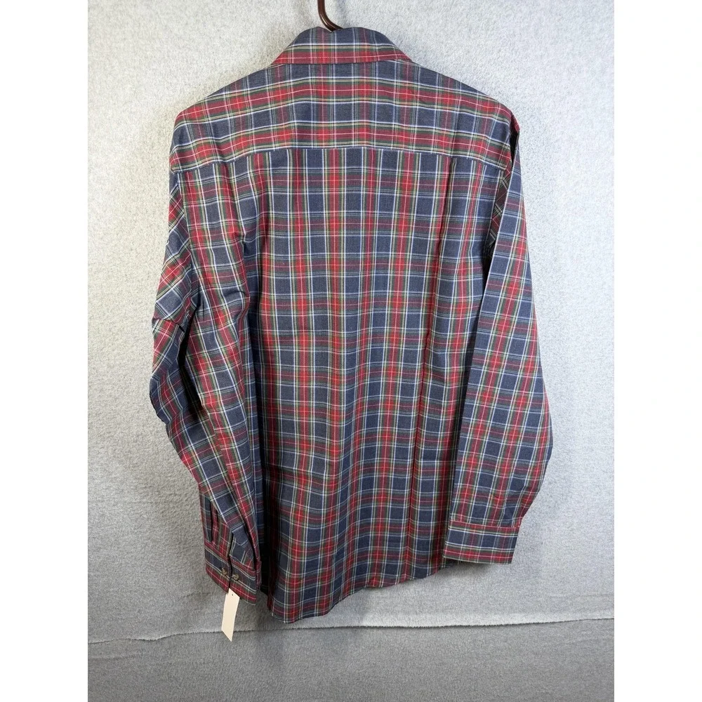 Arrow Shirt Mens Medium Blue Red Plaid Button Down Long Sleeve Cotton Blend‎